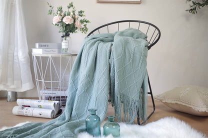 Rhombus Diamond Knit 50x60 Inch Throw Blanket
