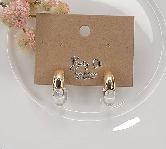 TWO TONE HOOP EARRINGS.