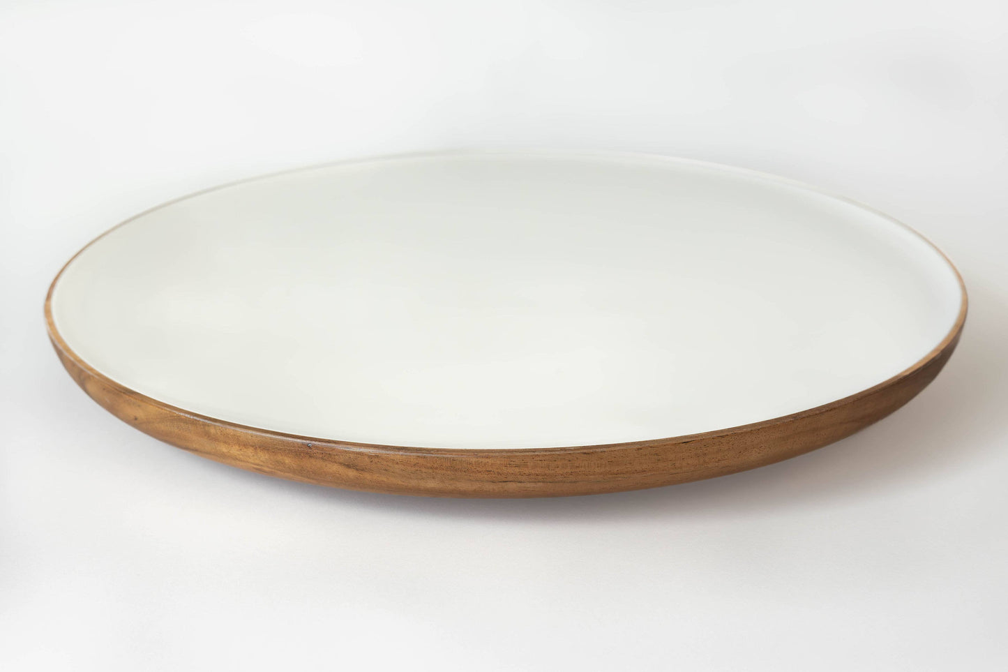 Wood + White Acacia Wood Lazy Susan