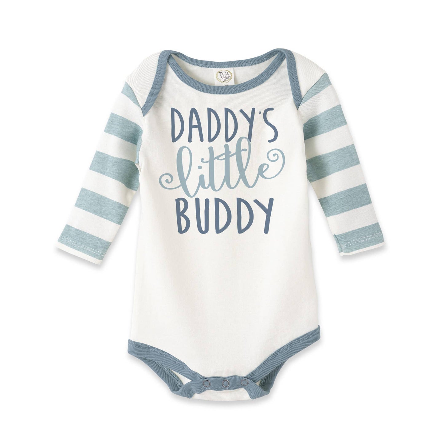 Daddy's Little Buddy Boy Cotton Aqua Stripe Bodysuit