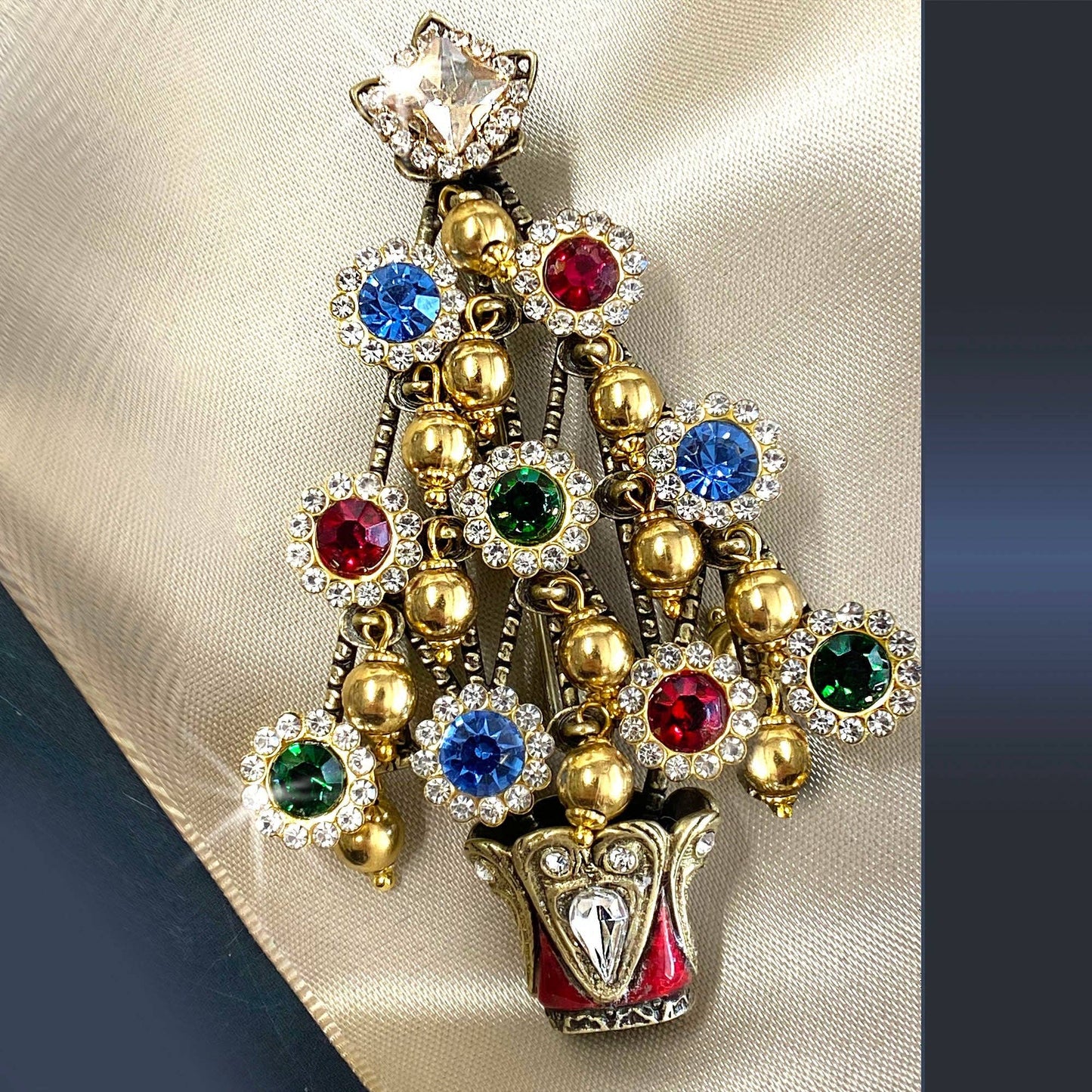 Joyería Sweet Romance - Broche retro de árbol de Navidad de los años 40 P239