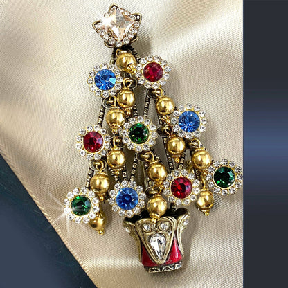 Joyería Sweet Romance - Broche retro de árbol de Navidad de los años 40 P239