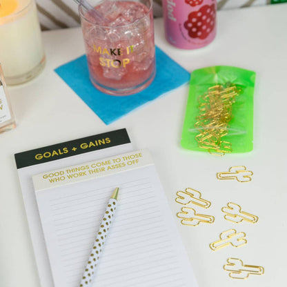 Cactus - Clips de papel chapados en oro únicos - Paquete de 25