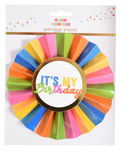 Rainbow It's My Birthday Paper Badge