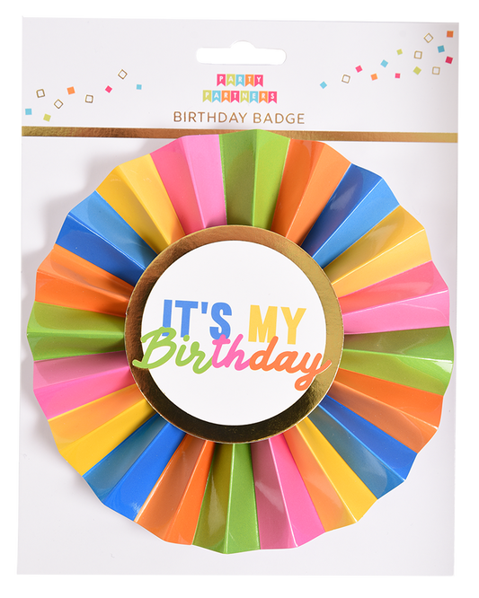 Rainbow It's My Birthday Paper Badge