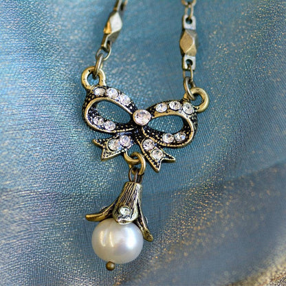Joyería Sweet Romance - Collar nupcial con lazo de perlas N1070