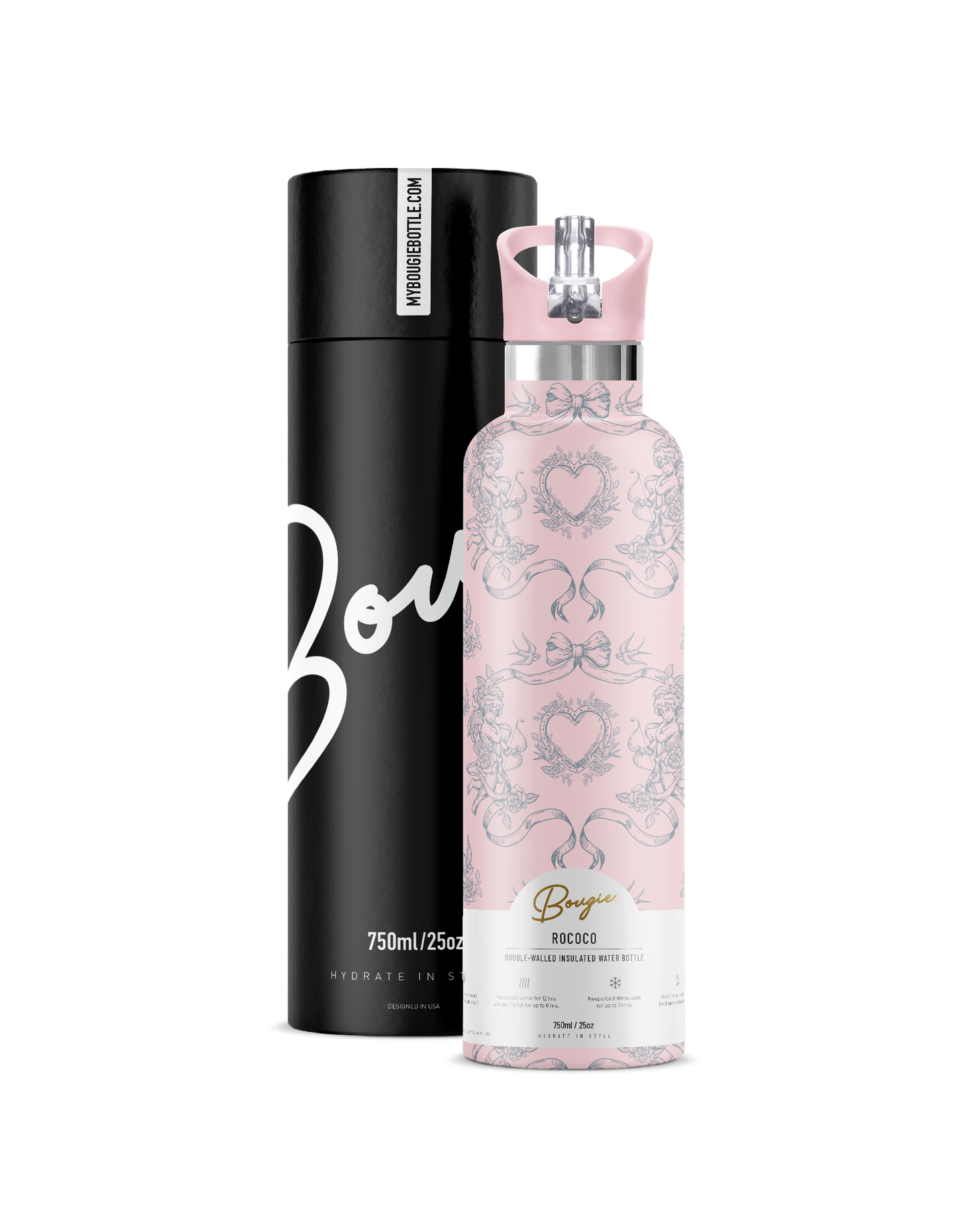 Rococo – Romantic Floral Insulated Water Bottle | 25oz