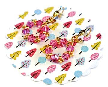 Hoop Earrings made with Swarovski Crystals, Rose Pink