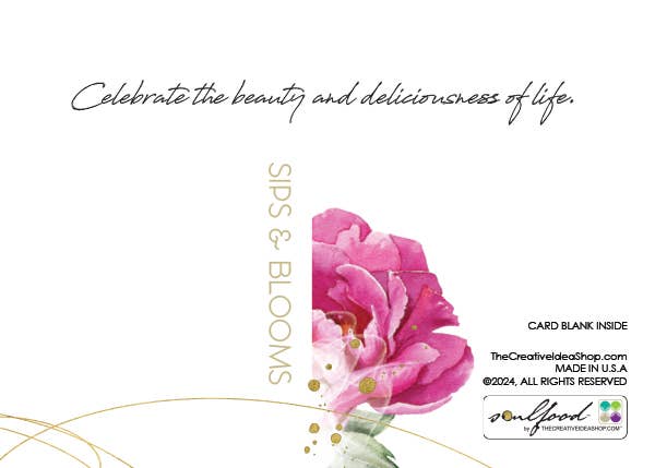 TEA GREETING Card with REAL TEA BAG - Birthday Sips Blooms 2