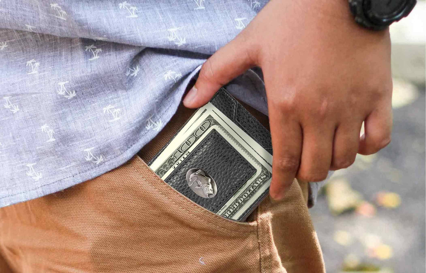 Bass Magnetic Leather Slim Wallet: Crazyhorse Brown