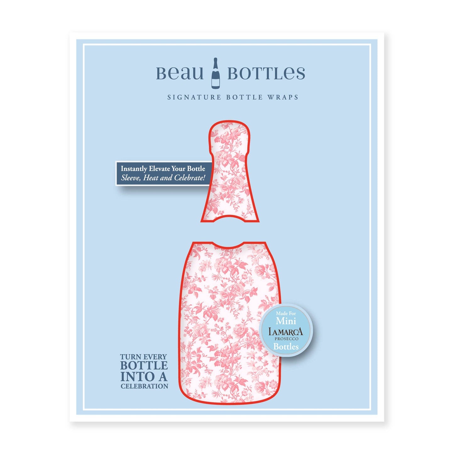 Beau Bottles Pink Floral - MINI Prosecco Collection - Six Pack