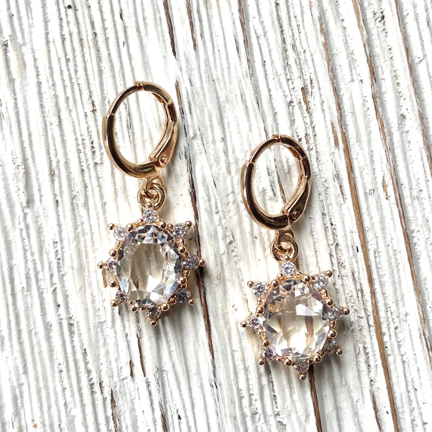 Crystal sun earrings boutique salon jewelry