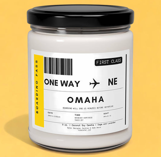 Omaha | Boarding Pass | State-themed candles