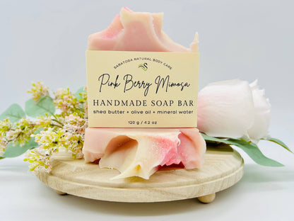 Pink Berry Mimosa Handmade Soap Bar VEGAN COLD PROCESS