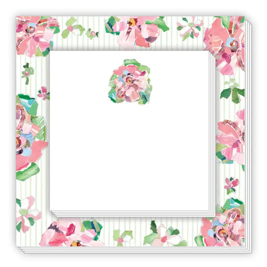 Green Zinnia Pinstripe Notepad Duo