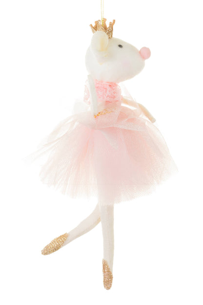 NEW-Pastel Pink Plush Ballerina Princess Mouse Ornament
