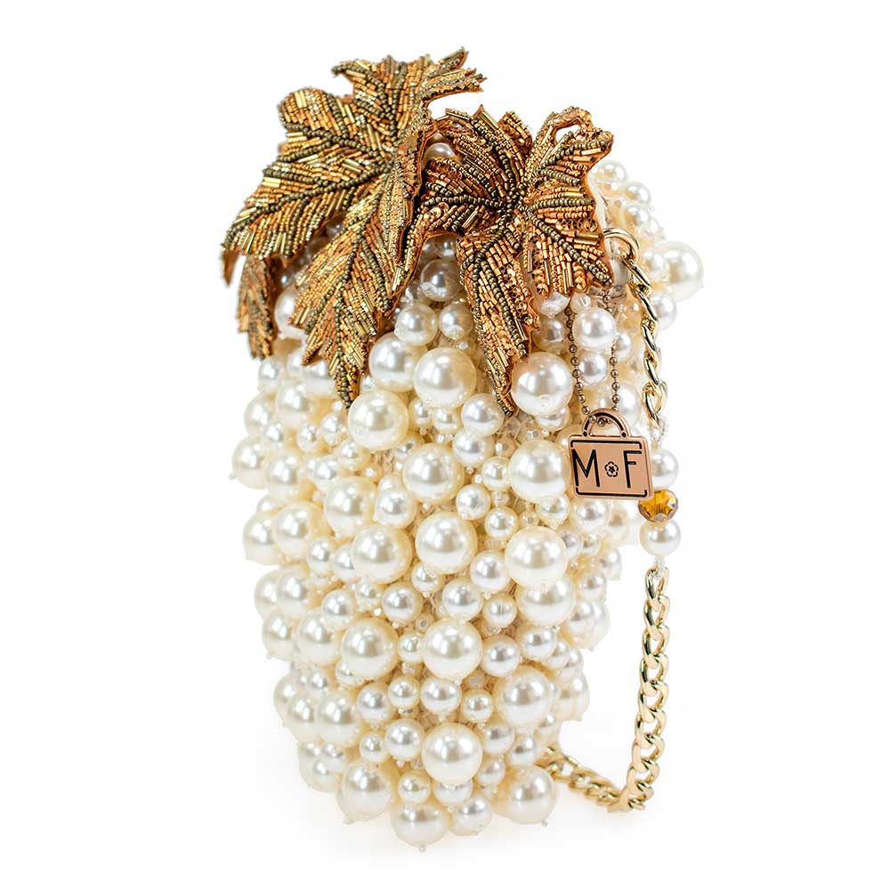 Grapes Galore Beaded and Pearl Cluster of Grapes Handbag