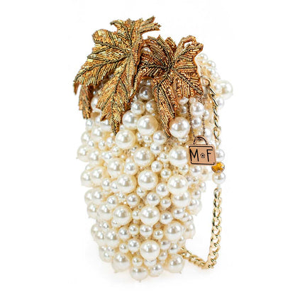 Grapes Galore Beaded and Pearl Cluster of Grapes Handbag