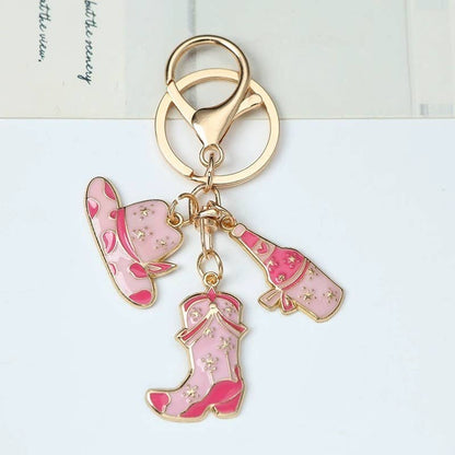 WESTERN BOOT HAT WINE BAG KEYCHAIN