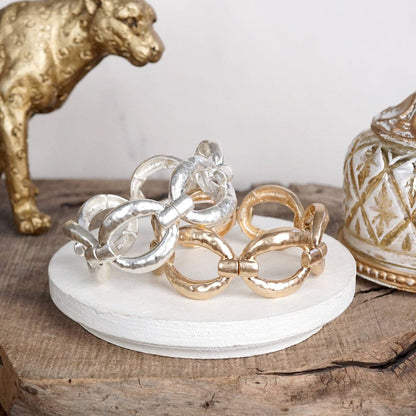 Chunky Hammered Link Stretch Bracelet