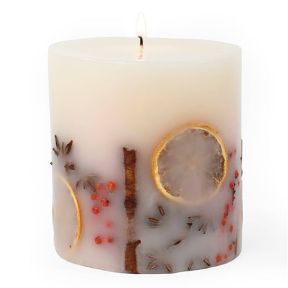 Large Holiday Botanical Pillar Candle