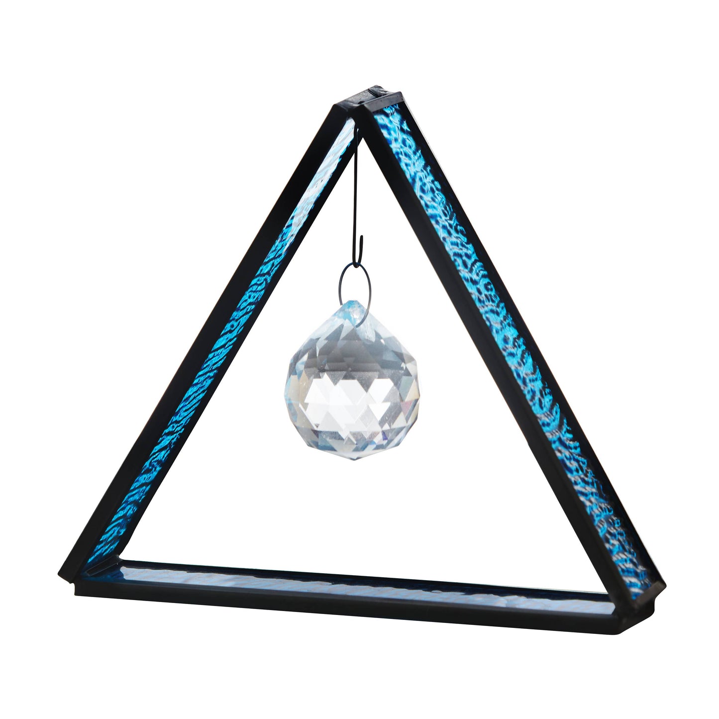 4.5”H Crystal Ball in Blue Standing Triangle Suncatcher