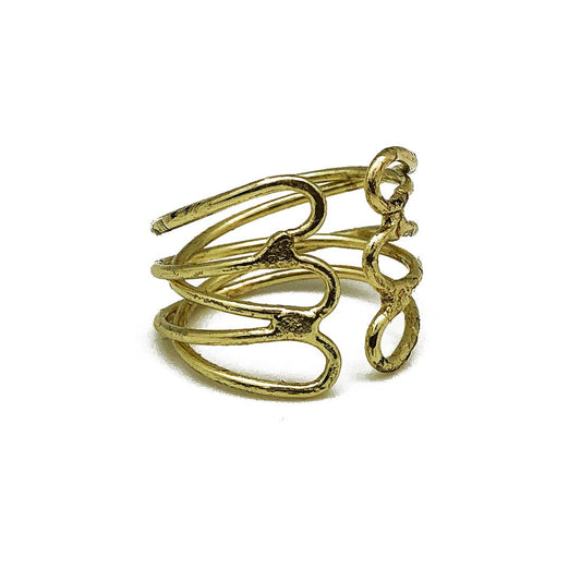 Gold Plated Adjustable Ring - Open Loops