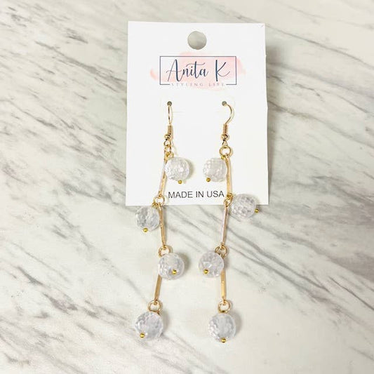 Anita K By Blushing Pink - Faceted Cubic Zirconia Bead Dangle Earring