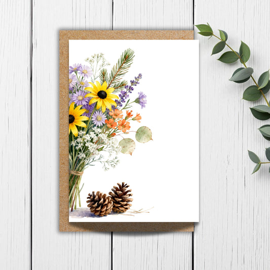 Forest Wildflower & Pinecone Greeting Card