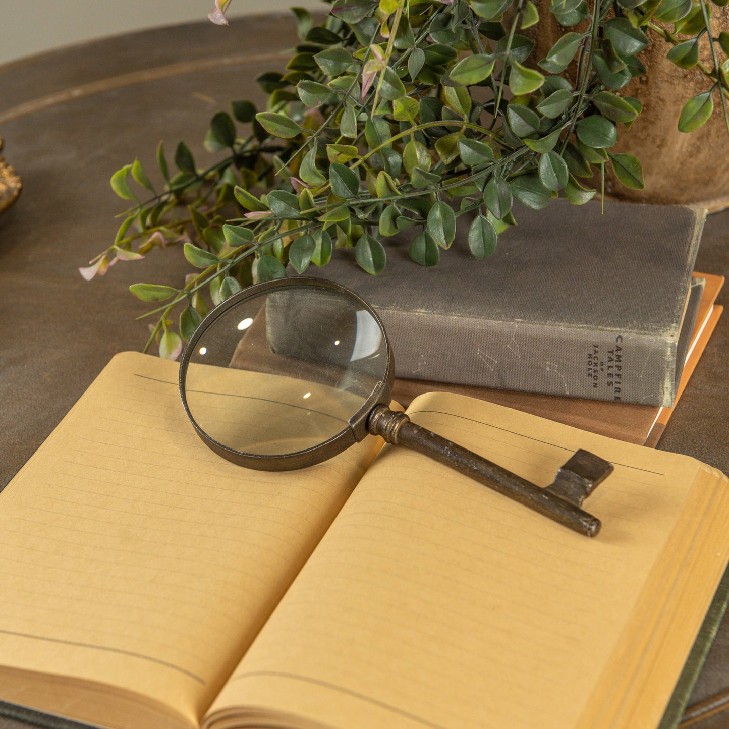 AGED KEY MAGNIFYING GLASS