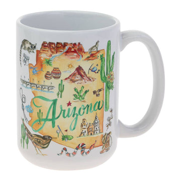 Taza de cerámica de 443 ml (15 oz) de la colección AZ State, Arizona, Rosanne Beck.