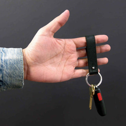 Leather Fob Ruler Keychain for Unisex: Natural