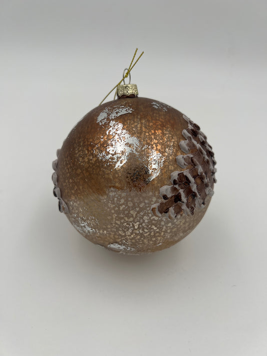 5" Round Antique Mercury Glass Ornament-Owl