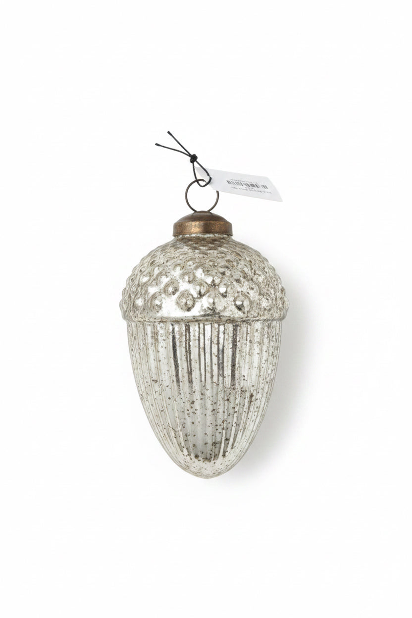 White Mercury Acorn Ornament