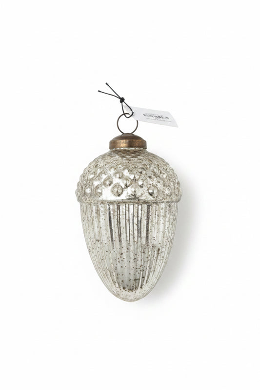 White Mercury Acorn Ornament