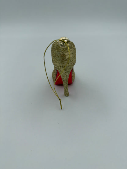 Ornament glass gold glitter high heel shoe