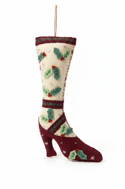 Holly with heels felt ornament