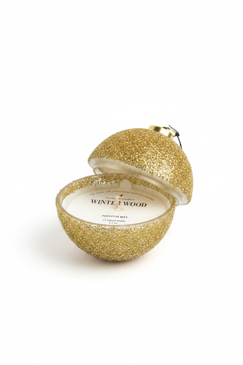 Gold Glittered Filled Ornament Candle-Assorted Scents