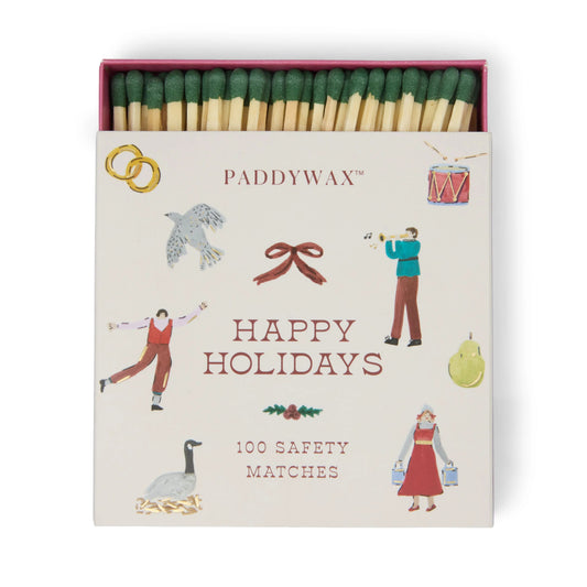 Holiday Jumbo Boxed Safety Matches w/ Foil Accents 100 Matches w/ Dark Green Tips