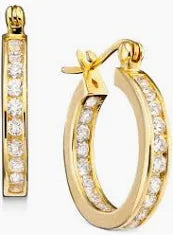 Small Channel Crystal Hoops - Yellow