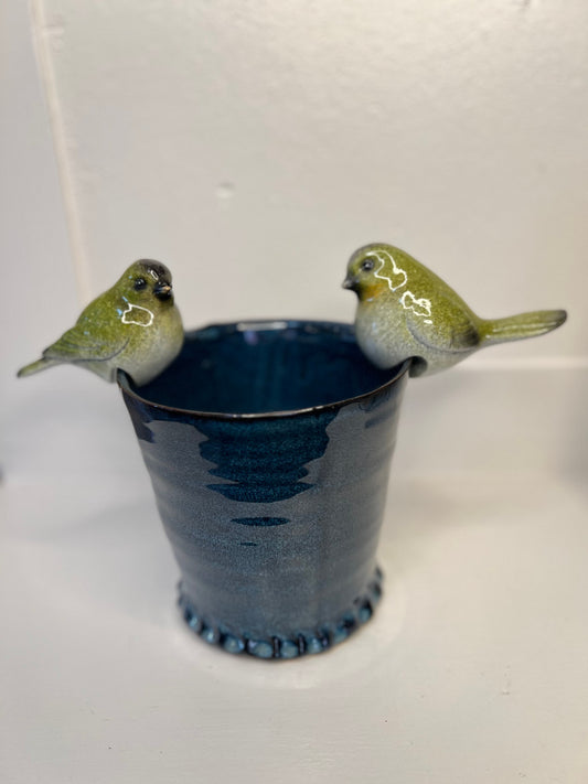 Assorted 2.5 Inch Green Bird Pot Hangers (2 Styles)