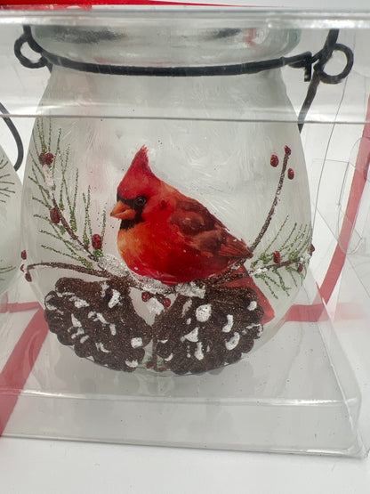 Set of 2 4.3" Frosted Glass Bird Luminaries
