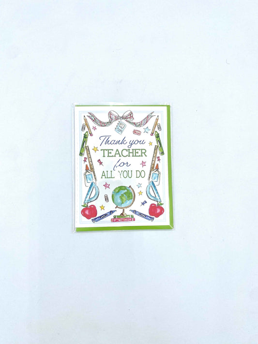 Thank You Teacher For All You Do - Globe  Stars Apple Crayon