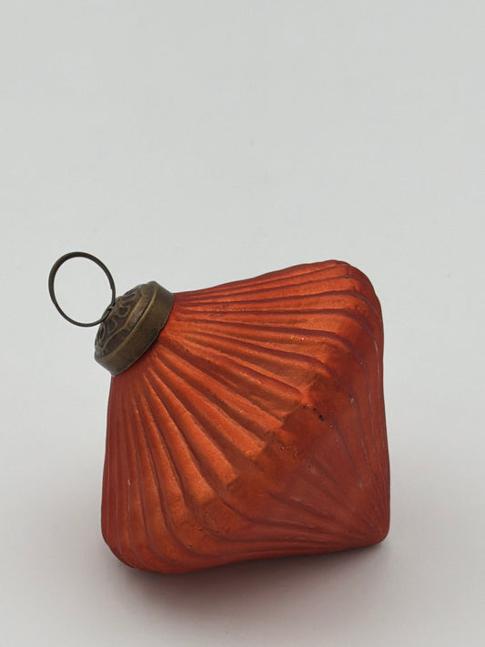 3.75" Ribbed Burnt Orange Glass Ornament