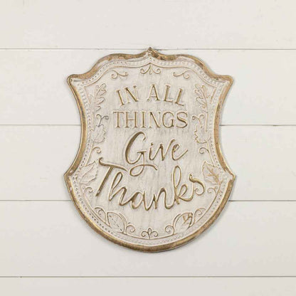 GOLD & WHITE GIVE THANKS SIGN