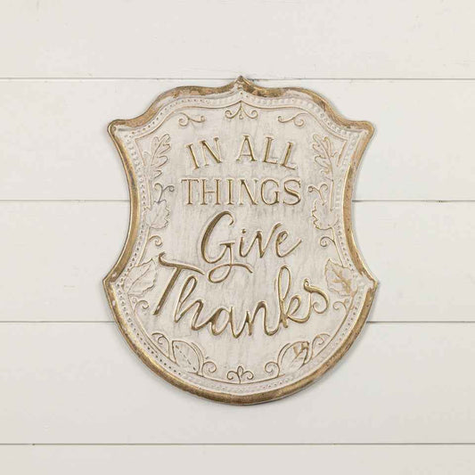 GOLD & WHITE GIVE THANKS SIGN
