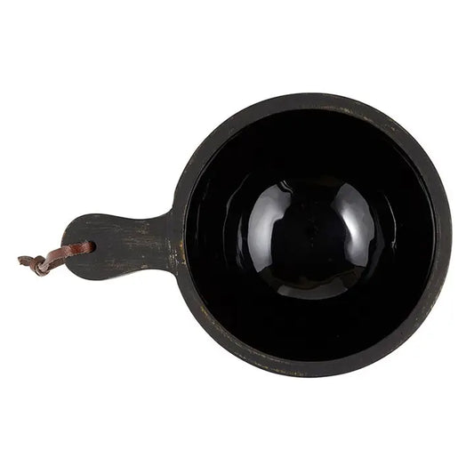 Black Wooden Bowl With Handle