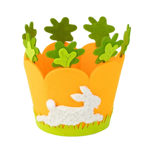 Felt Carrot Shape Basket with Running Bunny