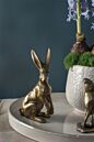 Bea Bunny Figurine-Antiqued Gold-3.75"x2.25"x7"