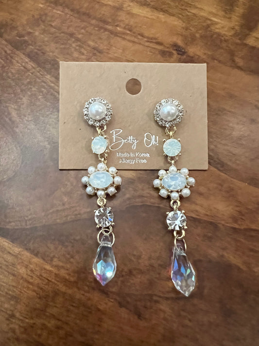 Crystal and Pearl Dangle Earrings